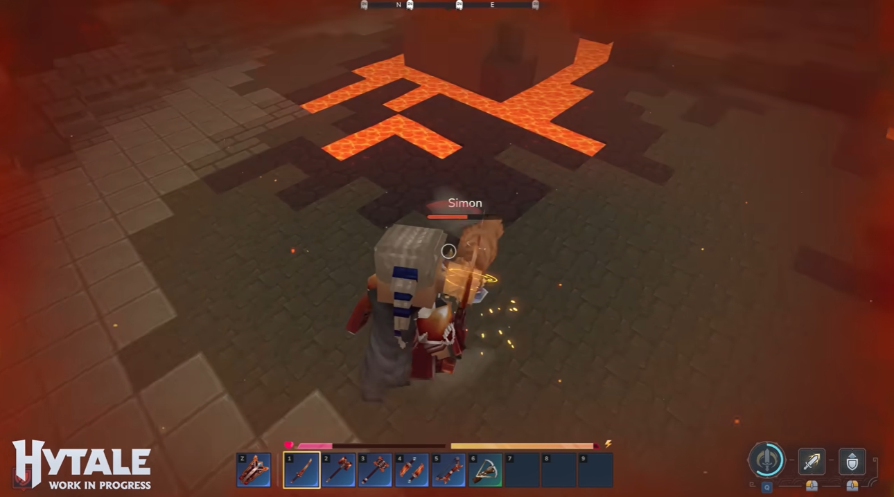 Hytale PvP Combat Red Blur Low Health Warning